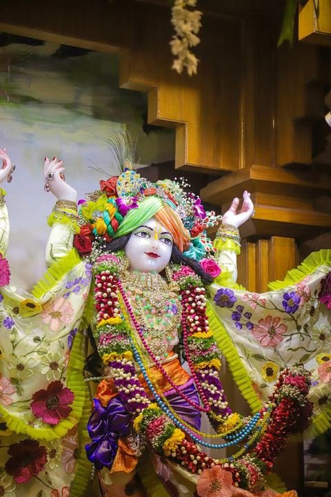 गौर पौर्णिमा निमित्त सुशोभित श्री श्री गौर-नीताई, इस्कॉन सातारा — छायाचित्र ९ / १७
