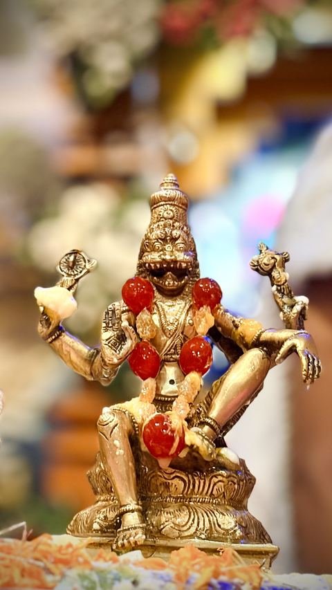 इस्कॉन सातारा येथील नृसिंह चतुर्दशी अभिषेक — छायाचित्र ९ / १०